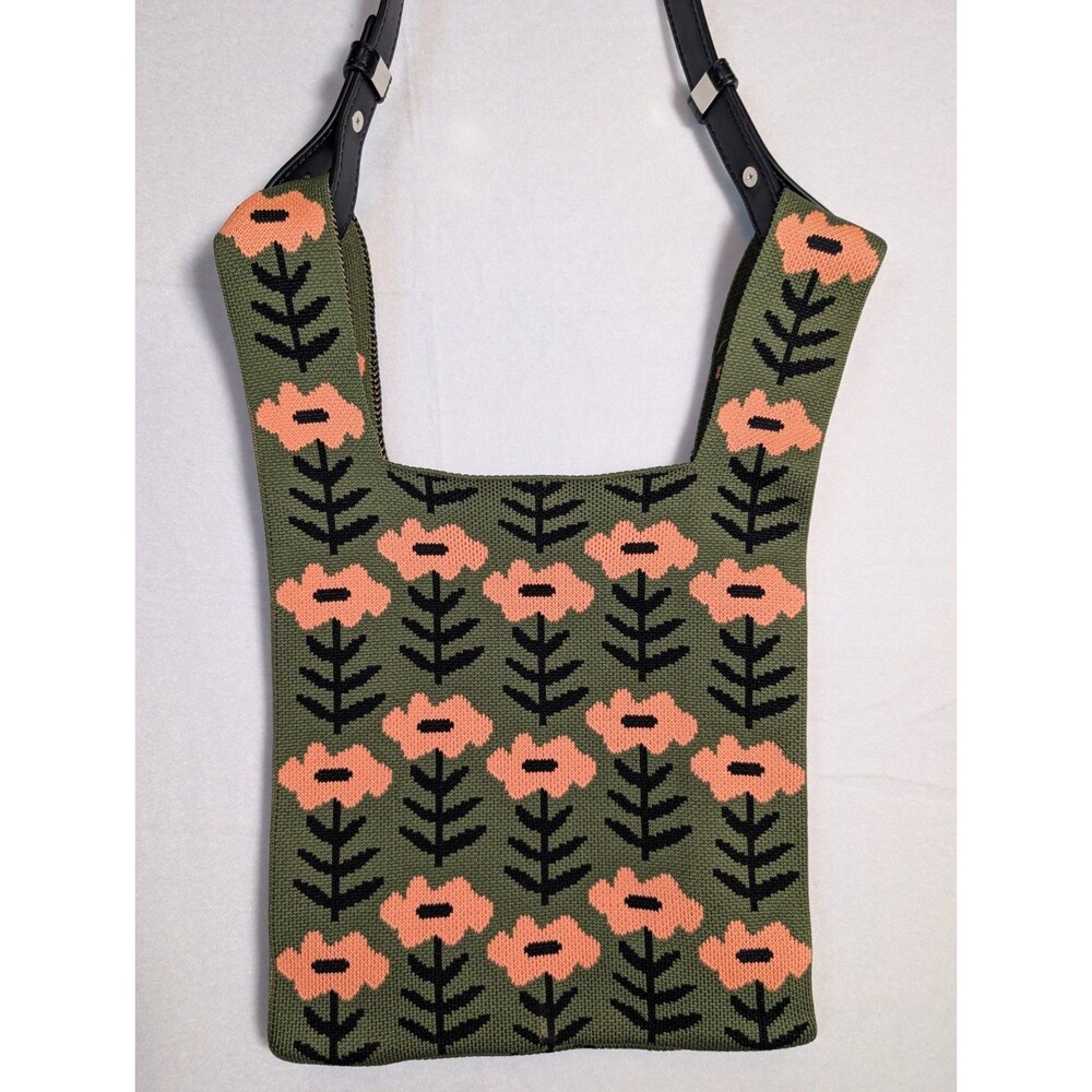 Free People Tote Shoulder Green Floral Beach Hippie - Picture 2 of 6